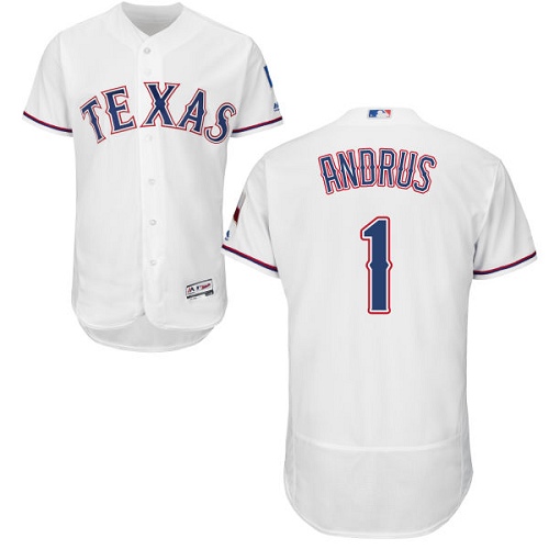 Rangers #1 Elvis Andrus White Flexbase Authentic Collection Stitched MLB Jersey